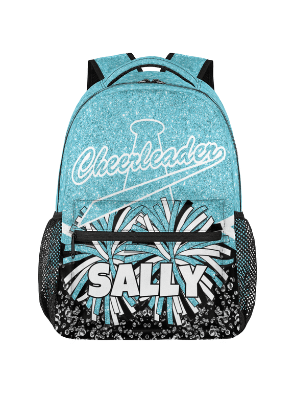Personalized Cheer Backpack, Customized Cheerleader Shoulder Bag Custom Name Cheerleading Casual Bag for Cheer Team Gifts, Azure Glitter