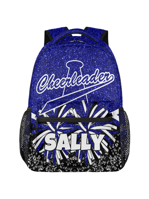 Personalized Cheer Backpack, Customized Cheerleader Shoulder Bag Custom Name Cheerleading Casual Bag for Cheer Team Gifts, Blue Glitter