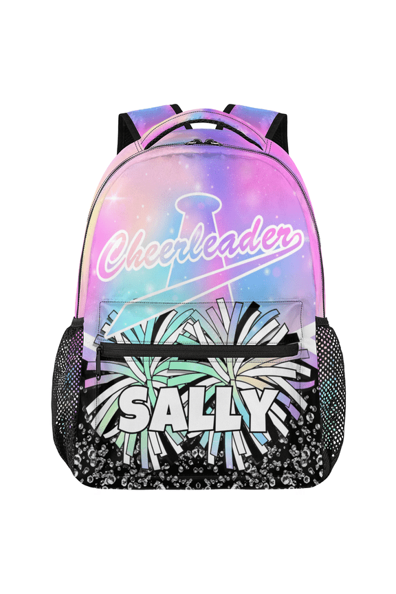 Personalized Cheer Backpack, Customized Cheerleader Shoulder Bag Custom Name Cheerleading Casual Bag for Cheer Team Gifts, Rainbow Pinks