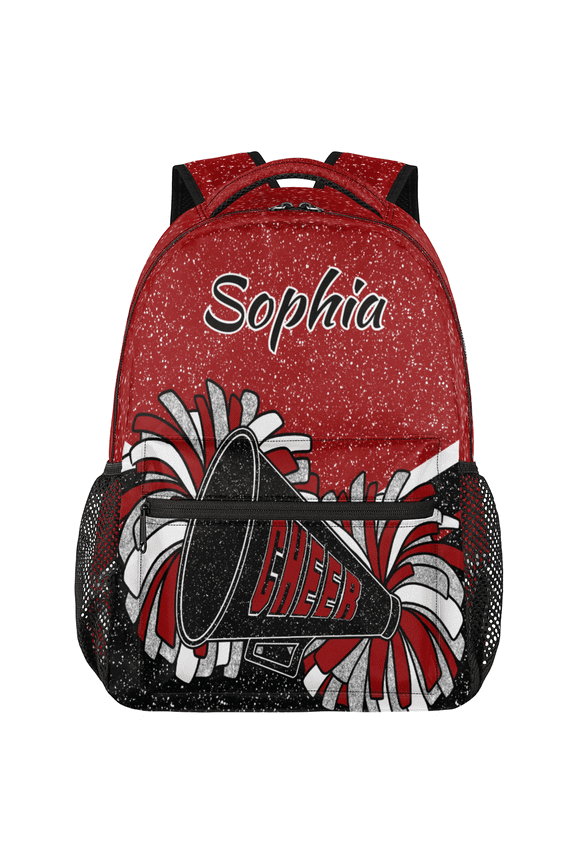 Personalized Cheer Backpack for Cheerleader, Red Custom Cheer Bag with Name Customized Coach Casual Travel Daypack