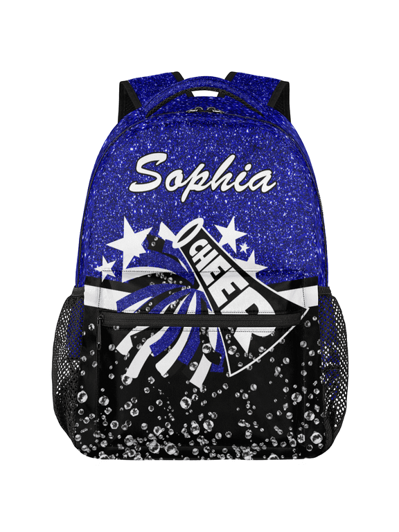 Personalized Cheer Backpack for Cheerleaders, Custom Name Cheerleader Dance Bag for Cheer Team, Cheerleading Gifts Blue Glitter