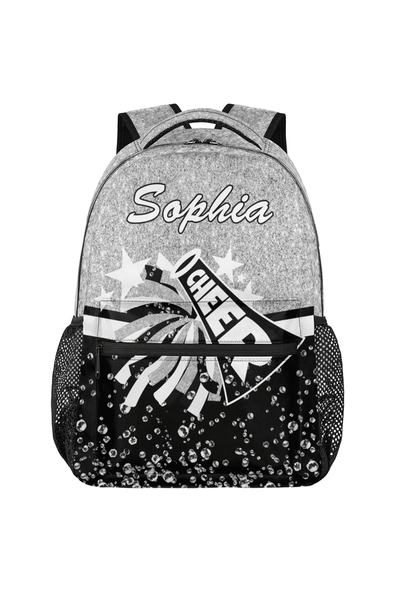 Personalized Cheer Backpack for Cheerleaders, Custom Name Cheerleader Dance Bag for Cheer Team, Cheerleading Gifts Silver