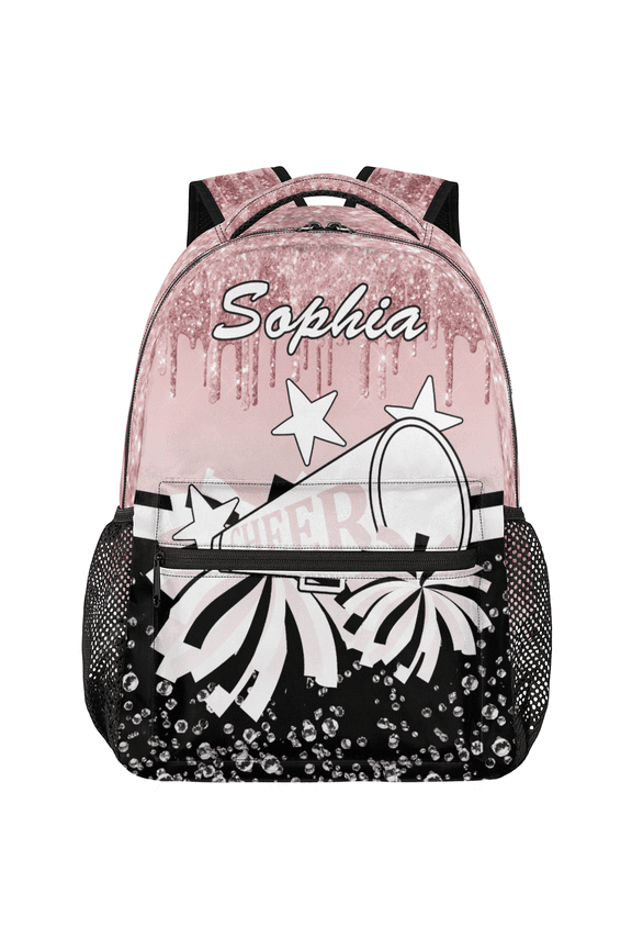 Personalized Cheer Backpack with Name, Custom Cheerleader Back Pack for Cheerleaders, Customized Casual Bag Peach Pinks