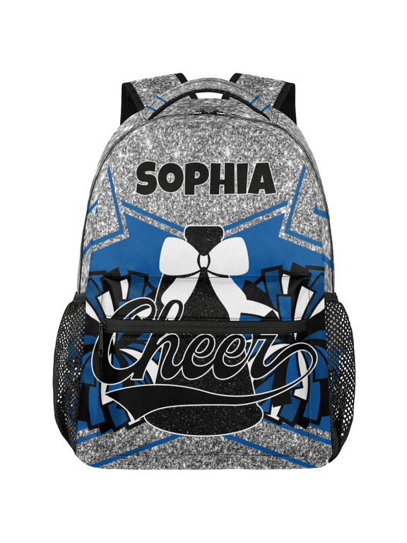 Personalized Cheer Backpack with Name, Custom Cheerleading Backpack for Cheerleaders, Coach Daypack for Cheer Team Gifts, Blue Sliver