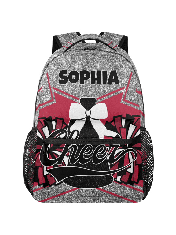 Personalized Cheer Backpack with Name, Custom Cheerleading Backpack for Cheerleaders, Coach Daypack for Cheer Team Gifts, Red Sliver