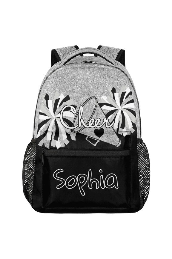 Personalized Cheer Backpack with Name, Custom Sports Backpack for Cheerleading, Cheerleader Gifts for Team Women, Sliver Glitter