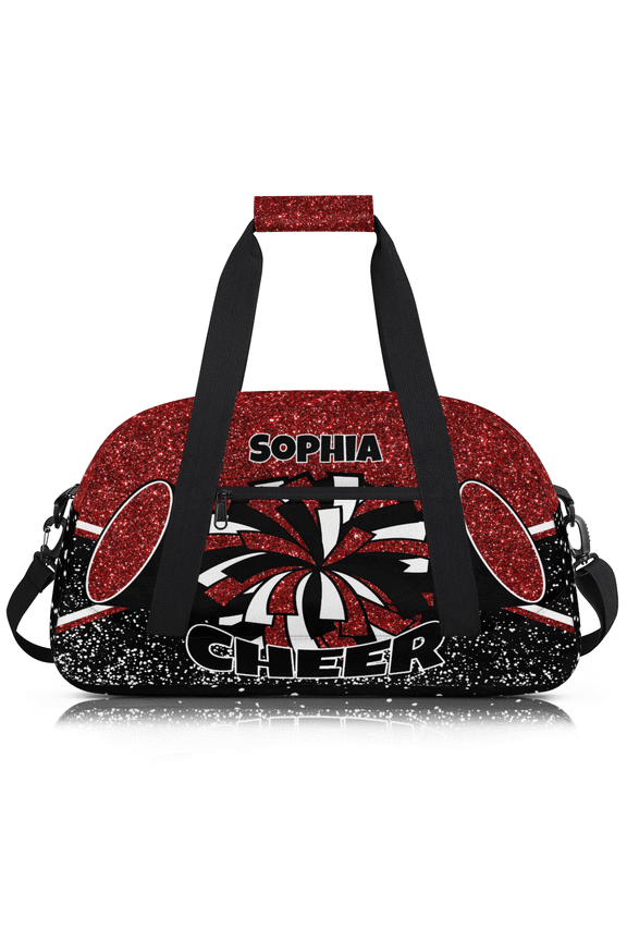 Personalized Cheer Bag for Cheerleader, Custom Cheerleading Sports Gym Bag with Name, Customized Travel Duffle Bag, Overnight Weekender Bags, Red