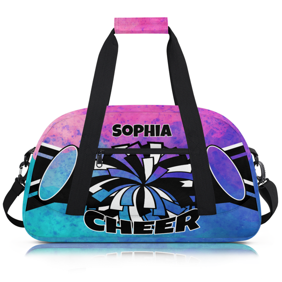 Jiaoprinted Personalized Cheer Bag for Cheerleader, Custom Name Cheerleading Gym Bag, Customized Travel Duffle Bag, Overnight Weekender Bags for Women, Ink Pinks Blue