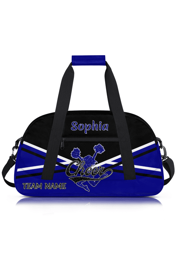 Personalized Cheer Bag for Cheerleaders, Custom Sport Duffel Bag, Customized Dance Bag with Name, Gym Bag Travel Duffle Bag for Cheer Team, Black Blue
