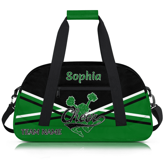 Jiaoprinted Personalized Cheer Bag for Cheerleaders, Custom Sport Duffel Bag, Customized Dance Bag with Name, Gym Bag Travel Duffle Bag for Cheer Team, Black Green