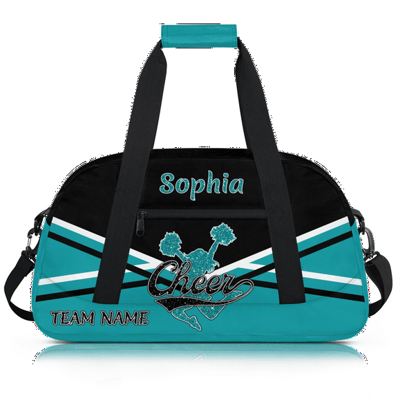 Jiaoprinted Personalized Cheer Bag for Cheerleaders, Custom Sport Duffel Bag, Customized Dance Bag with Name, Gym Bag Travel Duffle Bag for Cheer Team, Teal