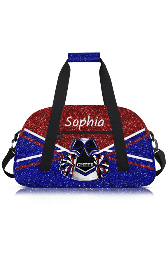 Personalized Cheer Bag for Cheerleaders, Custom Sports Gym Bag, Customized Dance Bag Travel Dancing Bag, Cheerleader Gifts, Red Blue Glitter