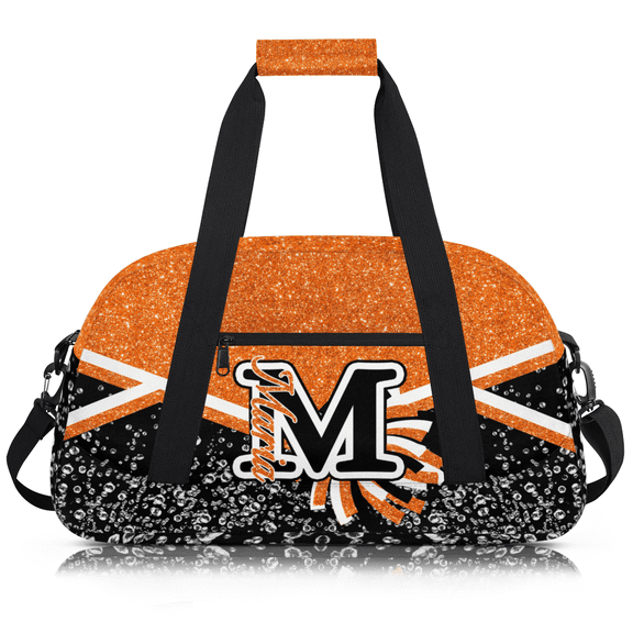 Jiaoprinted Personalized Cheer Bag, Custom Sport Duffel Bag with Name, Customize Gym Bag, Travel Overnight Weekender Bags, Cheerleading Gifts, Orange Glitter