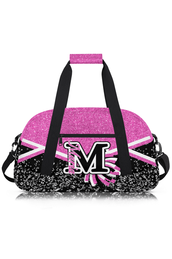 Personalized Cheer Bag, Custom Sport Duffel Bag with Name, Customize Gym Bag, Travel Overnight Weekender Bags, Cheerleading Gifts, Rose Pink Glitter