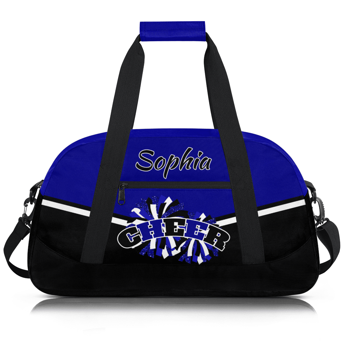 Jiaoprinted Personalized Cheer Bag, Custom Sport Duffel Bag with Name, Customized Cheerleader Dance Bag, Sport Gym Bag Overnight Weekender Bags, Blue
