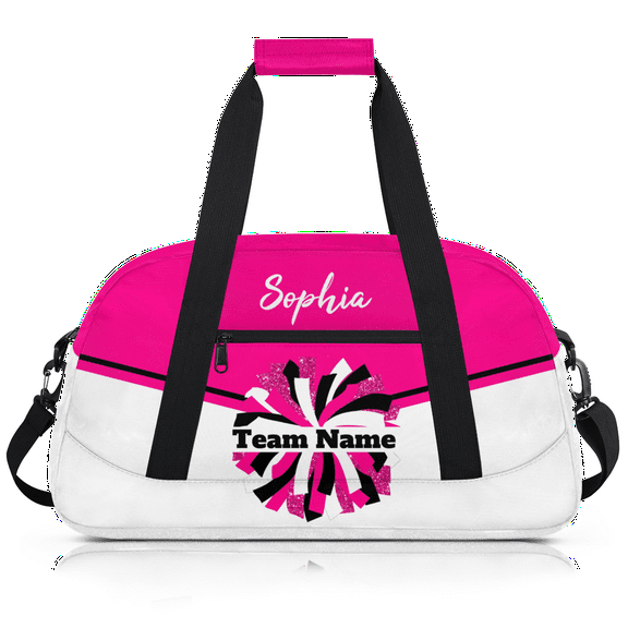 Jiaoprinted Personalized Cheer Bag, Custom Sport Gym Bag with Name, Customized Dance Bag, Travel Duffel Bag for Women, Cheerleader Gifts, Pink White