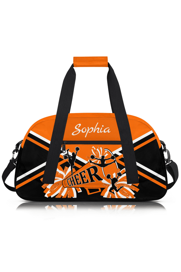 Personalized Cheer Bag with Name, Custom Name Cheerleader Duffle Bag, Customized Dance Bag Sport Gym Bag Duffle Bag for Women, Orange Glitter