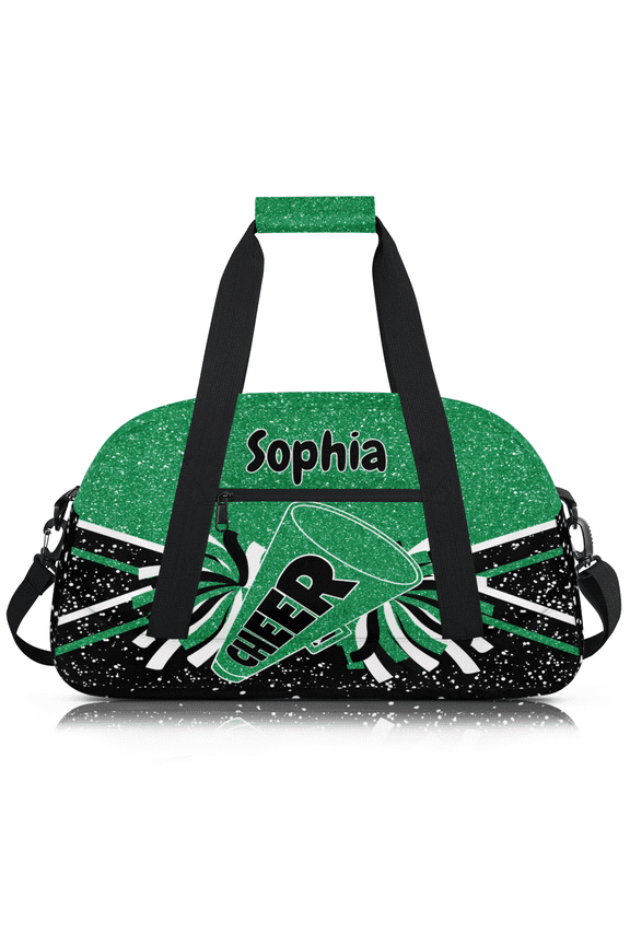 Personalized Cheer Bag for Cheerleader, Custom Cheerleading Gym Bag with Name, Customized Overnight Weekender Bags, Glitter Green