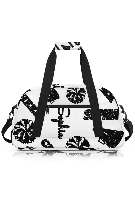 Personalized Cheer Duffle Bag, Custom Sport Duffel Bag with Name, Customized Travel Overnight Weekender Bag, Gym Bags, Cheerleading Gifts Black Glitter