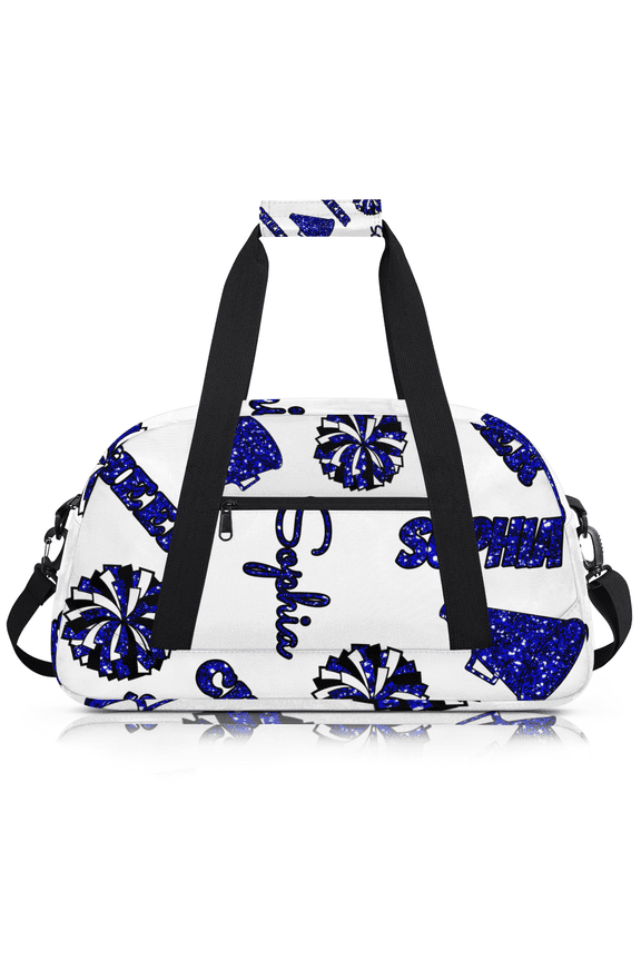 Personalized Cheer Duffle Bag, Custom Sport Duffel Bag with Name, Customized Travel Overnight Weekender Bag, Gym Bags, Cheerleading Gifts Blue Glitter