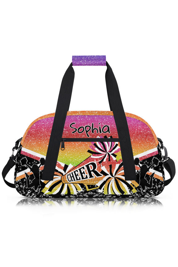 Personalized Cheer Gym Bag, Custom Sport Duffel Bag with Name, Customized Travel Duffel Bag for Women Cheer Team, Purple Pink Glitter
