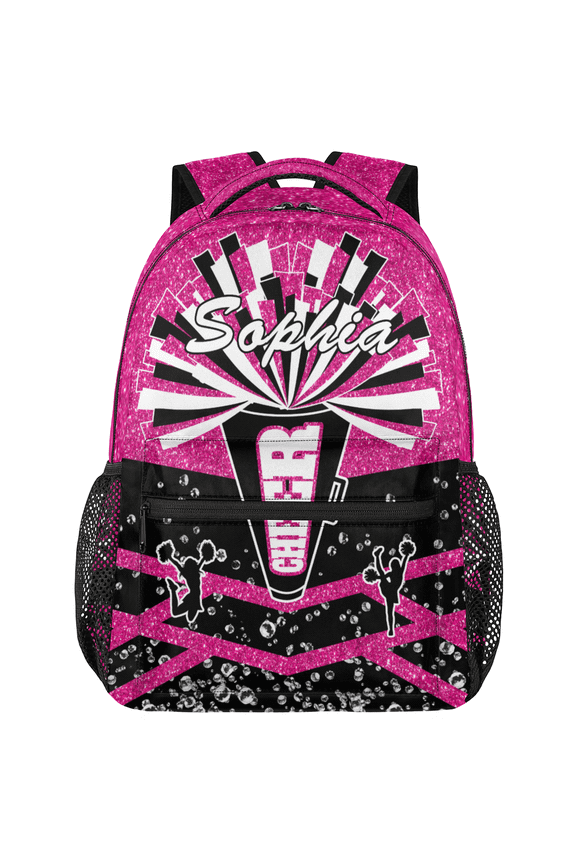 Personalized Cheerleader Backpack Custom Cheer Day Pack with Name Customized Sports Gym Bag for Cheer Team Pink Glitter