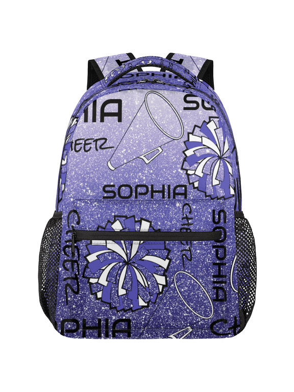 Personalized Cheerleader Backpack, Custom Name Cheer Dance Bag, Customized Gym Bag, Cheerleader Gifts for Women, Glitter Gradient Purple