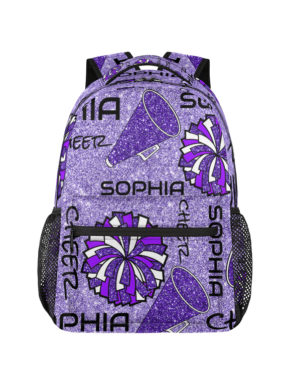 Personalized Cheerleader Backpack, Custom Name Cheer Dance Bag, Customized Gym Bag, Cheerleader Gifts for Women, Glitter Purple