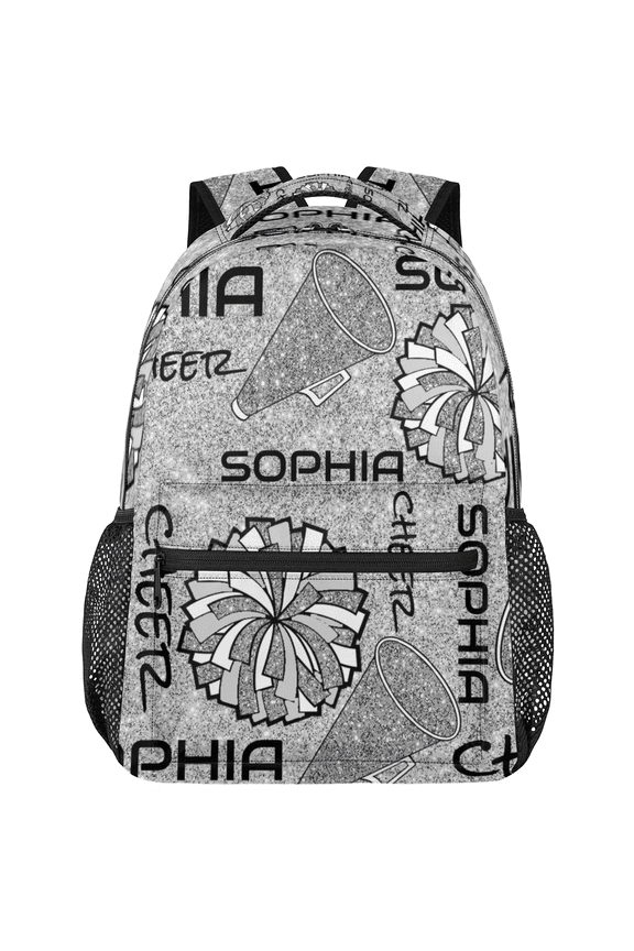 Personalized Cheerleader Backpack, Custom Name Cheer Dance Bag, Customized Gym Bag, Cheerleader Gifts for Women, Glitter Silver