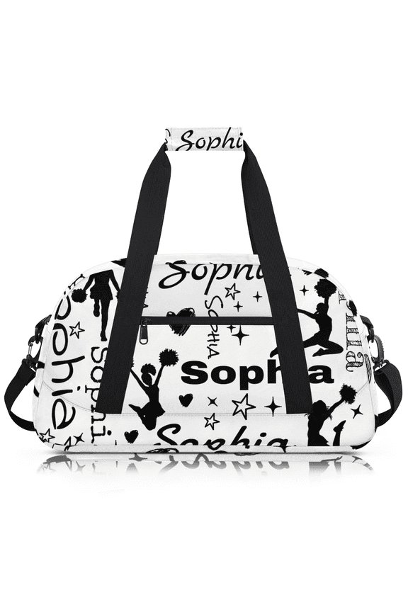Personalized Cheerleader Bag Dance Bag for Women, Custom Name Gym Bag Sport Duffel Bag, Large Weekender Travel Bag, Cheer Black
