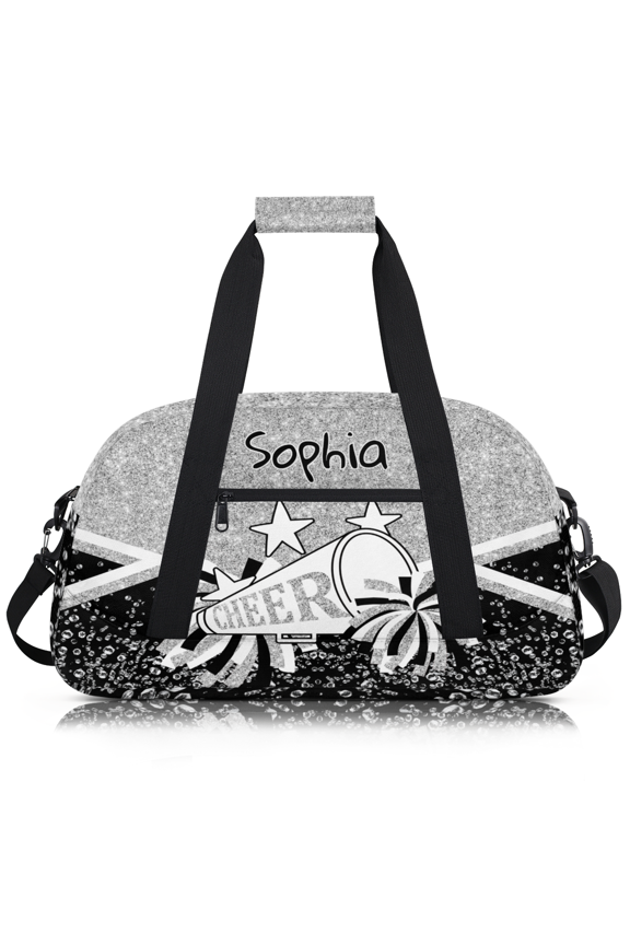 Personalized Cheerleading Bags for Women, Custom Sports Duffel Cheer Bags, Customize Training Dance Bag Travel Overnight Weekender Bags, Silver