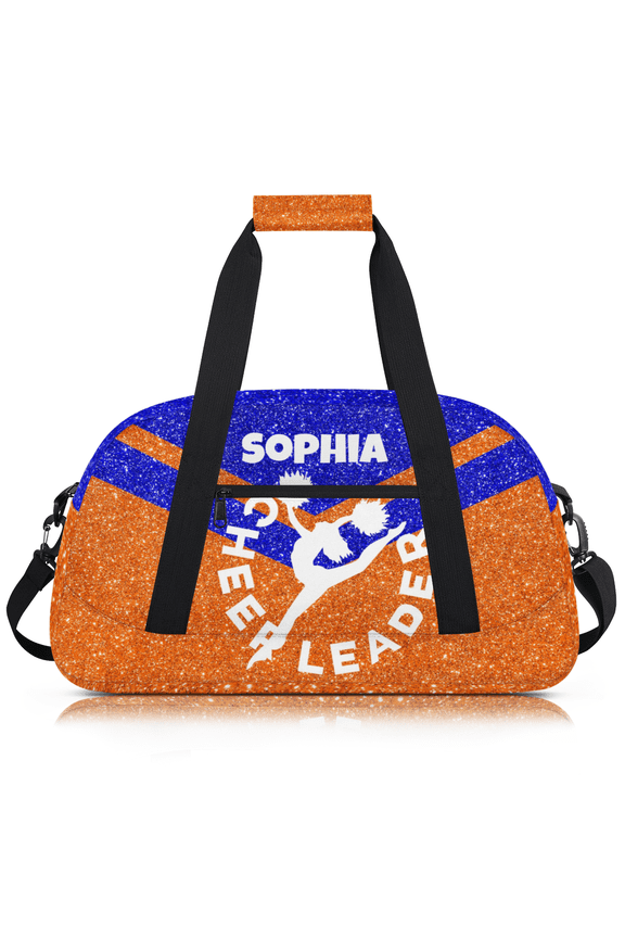 Personalized Cheerleading Dance Bag for Cheerleaders, Custom Sports Gym Bag, Customized Travel Dancing Lightweight Bag, Cheerleader Gifts, Glitter Blue Orange