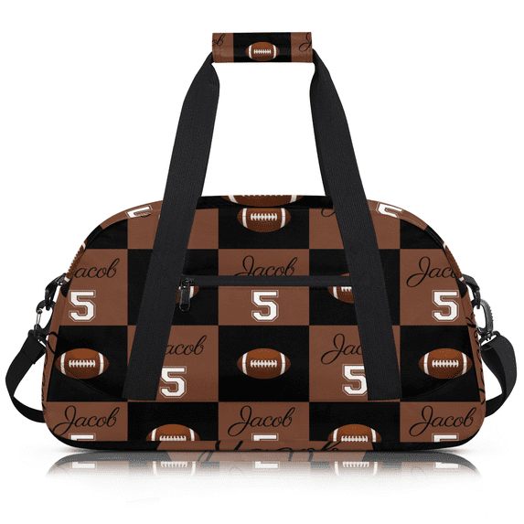Jiaoprinted Personalized Football Theme Sport Duffel Bag, Custom Gym Bag with Name, Customized Overnight Weekender Bag for Men