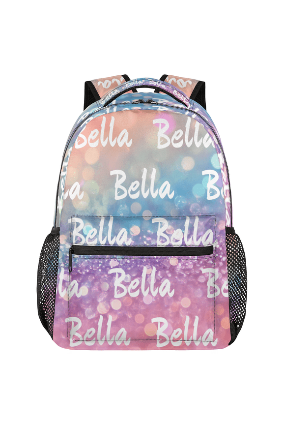 Personalized Rainbow Backpack for Women Men, Custom Lightweight Casual Daypack with Name, Customized Travel Laptop Back Pack