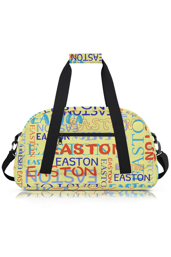 Personalized Sports Duffel Bag with Name, Custom Name Gym Bag, Customized Overnight Weekender Bags, Yellow