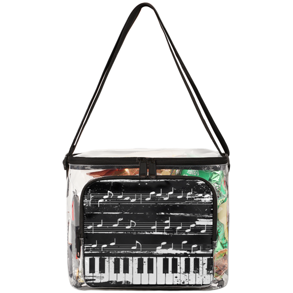 Jiaoprinted Piano Key Music Clear Lunch Bag, Musical Notes Reusable Plastic See Through Lunch Box Lunchbag for Work Picnic Stadium Approved