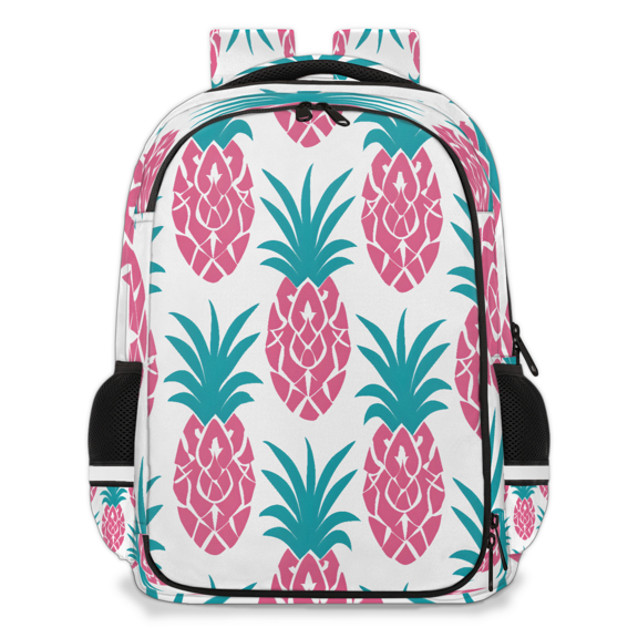 Jiaoprinted Pineapple Multi-Functional Backpack, 16" Waterproof Travel Casual Daypack with Reflective Strip, Summer Fruit Pineapple Work Laptop Backpack for Men Women
