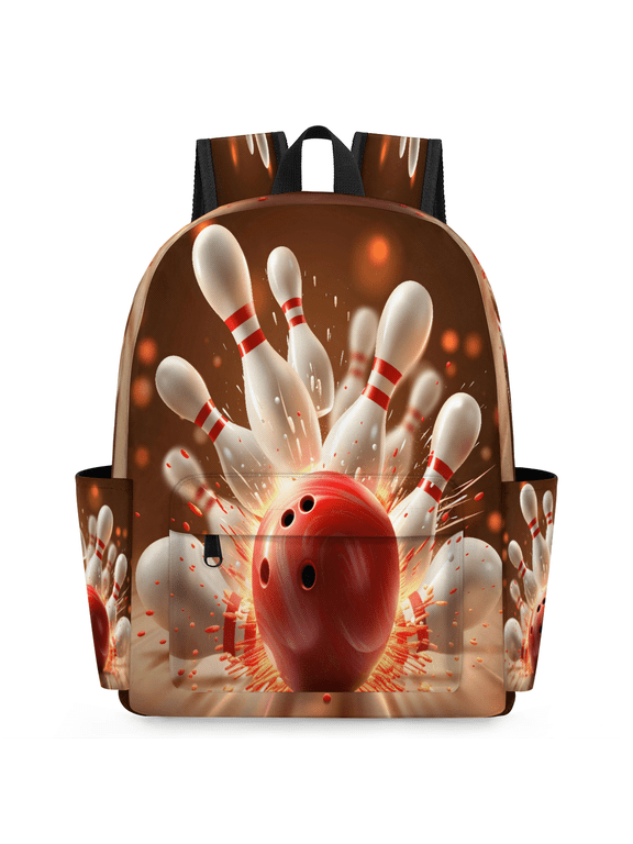 Red Bowling Ball Backpack, Lightweight 15 Inch Laptop Backpack for Men Women, Casual Daypack for Travel Work, Sports