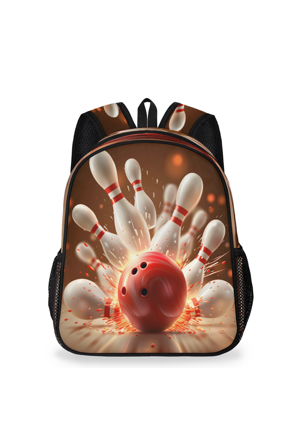 Red Bowling Ball Backpack, Lightweight Casual Daypack with Chest Strap & Water Bottle Pockets, Sports Sports Travel Bag for Work