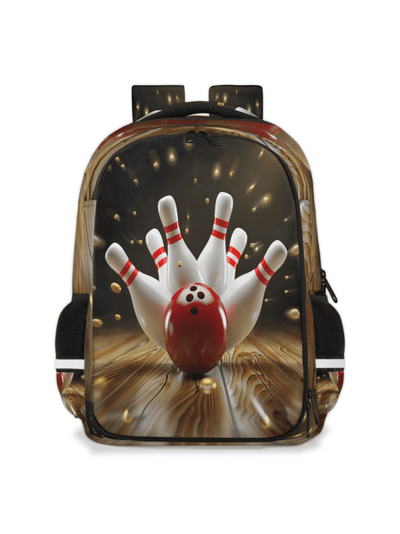Red Bowling Ball Multi-Functional Backpack, Adult Laptop Backpack Casual Daypack for Work Travel Outdoor, Sports