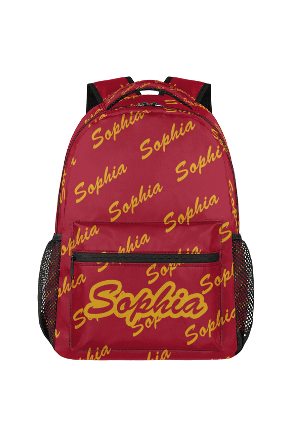 Red Yellow Custom Backpack with Name Personalized Casual Daypack with Name Travel Back Pack Customized Gifts for Women Men
