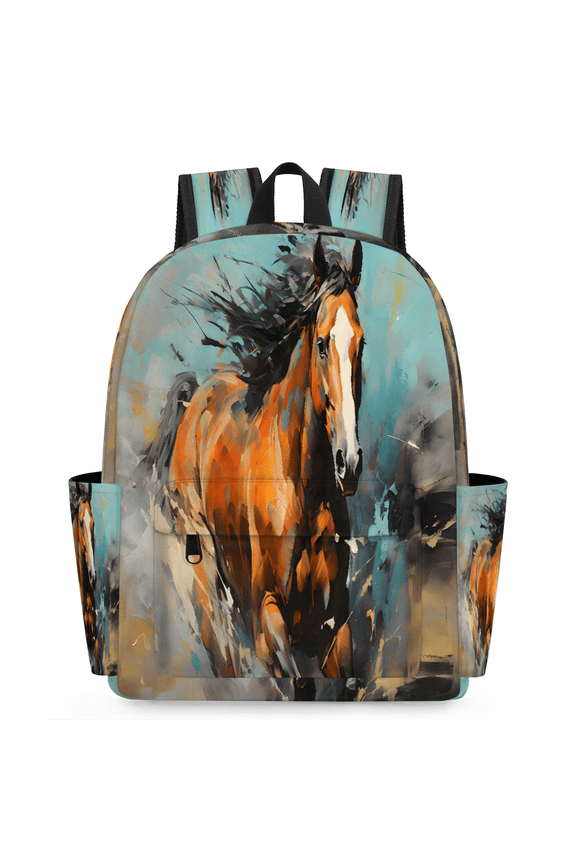 Running Horse Backpack, Lightweight 15 Inch Laptop Backpack for Men Women, Casual Daypack for Travel Work, Retro Horse