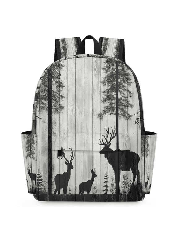 Rustic Deer Backpack, Lightweight 15 Inch Laptop Backpack for Men Women, Casual Daypack for Travel Work, Wild Animal