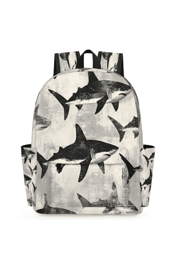 Sea Animals Sharks Backpack, Lightweight 15 Inch Laptop Backpack for Men Women, Casual Daypack for Travel Work, Vintage Sharks