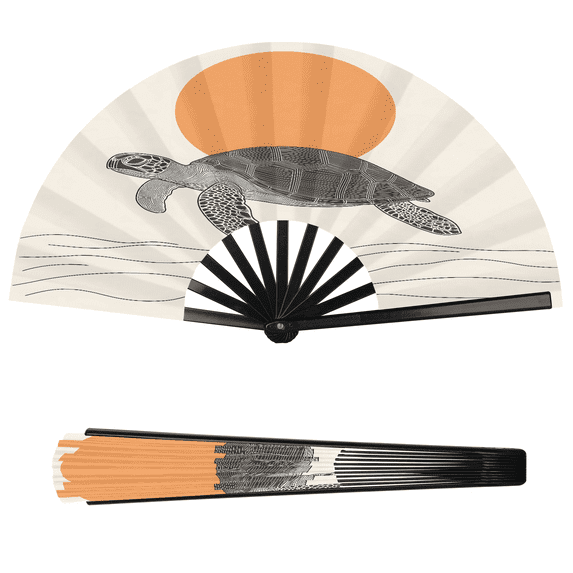 Jiaoprinted Sea Turtle Folding Hand Fan, Large Portable Handheld Fan ...