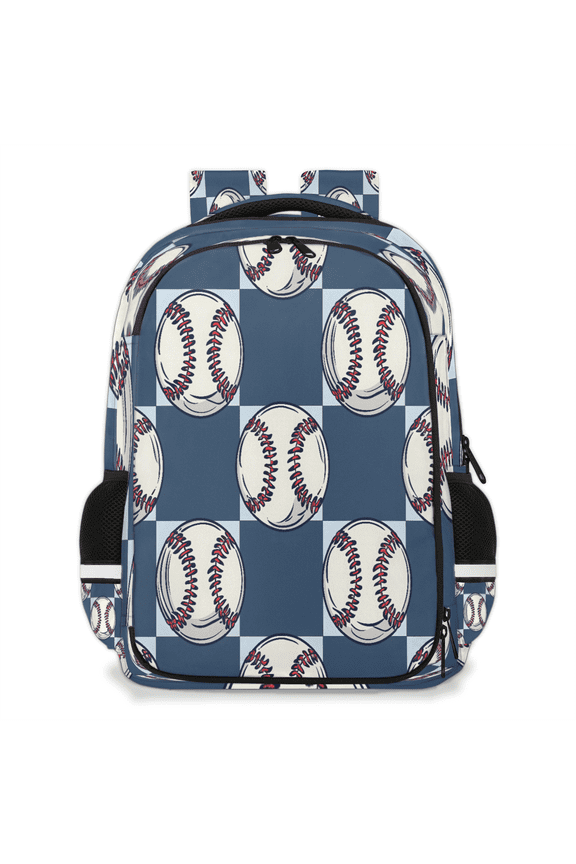 Sports Baseball Travel Backpack for Adults, Multi-Functional Casual Daypack with Adjustable Shoulder Straps, Checkerboard Laptop Bag for Work Outdoor