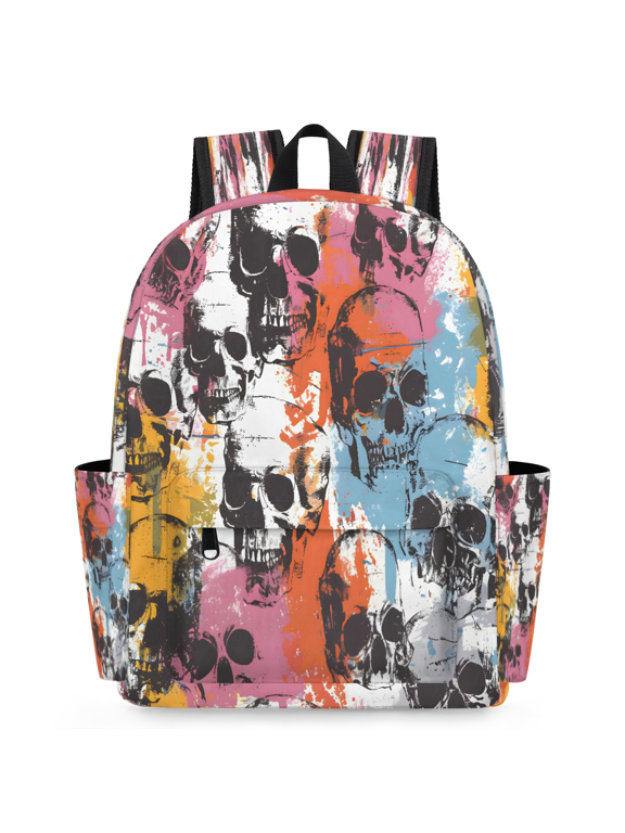 Sugar Skeleton Backpack for Adults, Breathable Adjustable Strap Casual Daypack, Lightweight Day of the Dead Skulls Work Laptop Backpack