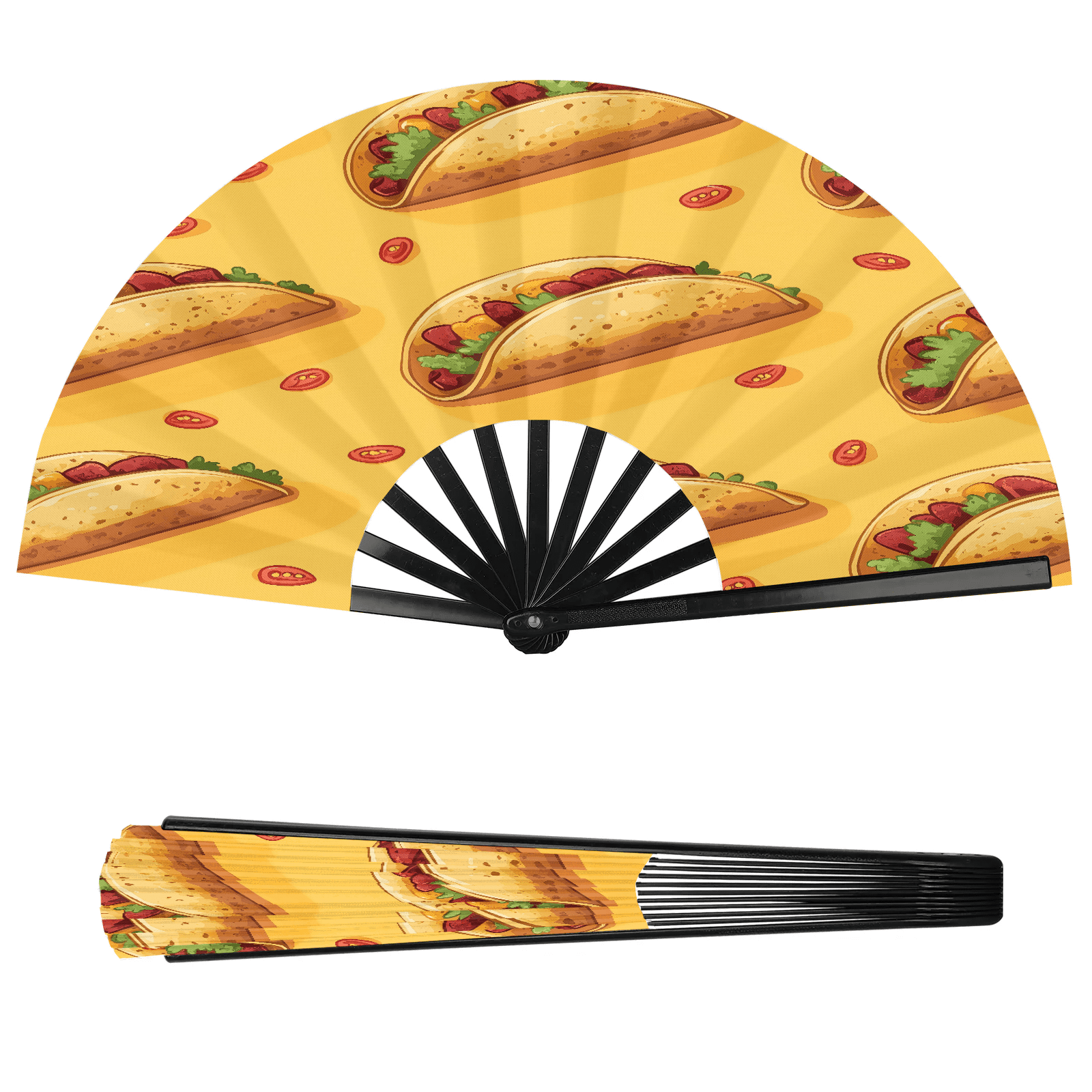 Fast Hand Sign Jiaoprinted Taco Mexican Large Foldable Hand Fan for Women, Fast Food ...