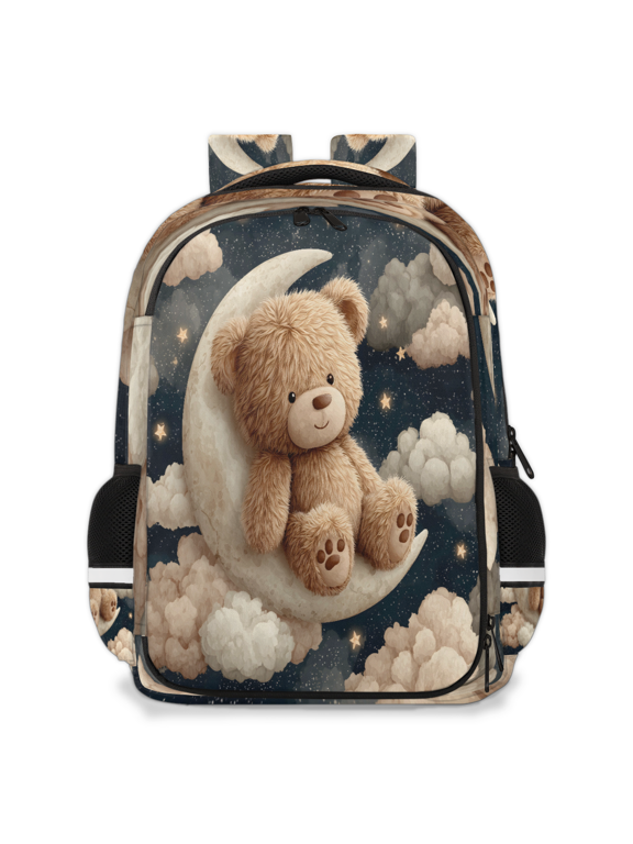 Teddy Bear Multi-Functional Backpack, Adult Laptop Backpack Casual Daypack for Work Travel Outdoor, Moon Cloud Star