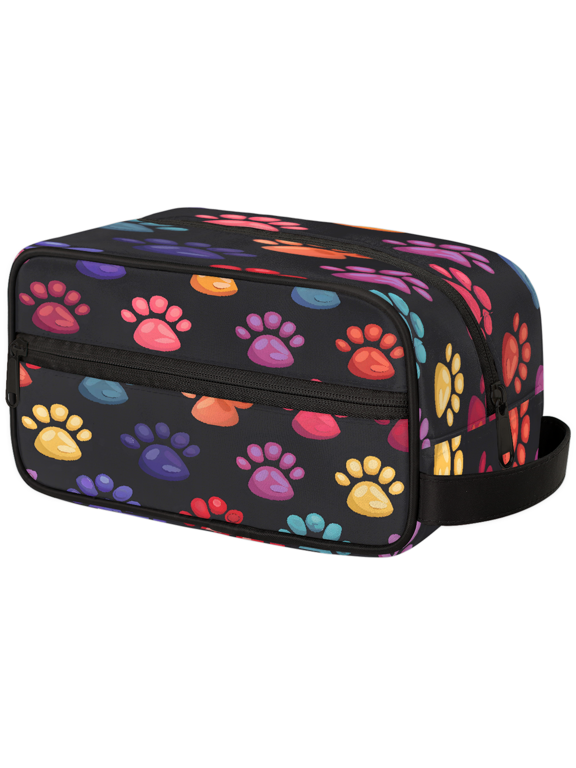 Travel Toiletry Bag Colorful Cartoon Cat Paw Print Makeup Bag, Footprint Cosmetic Pouch Travel Accessories for Women Men